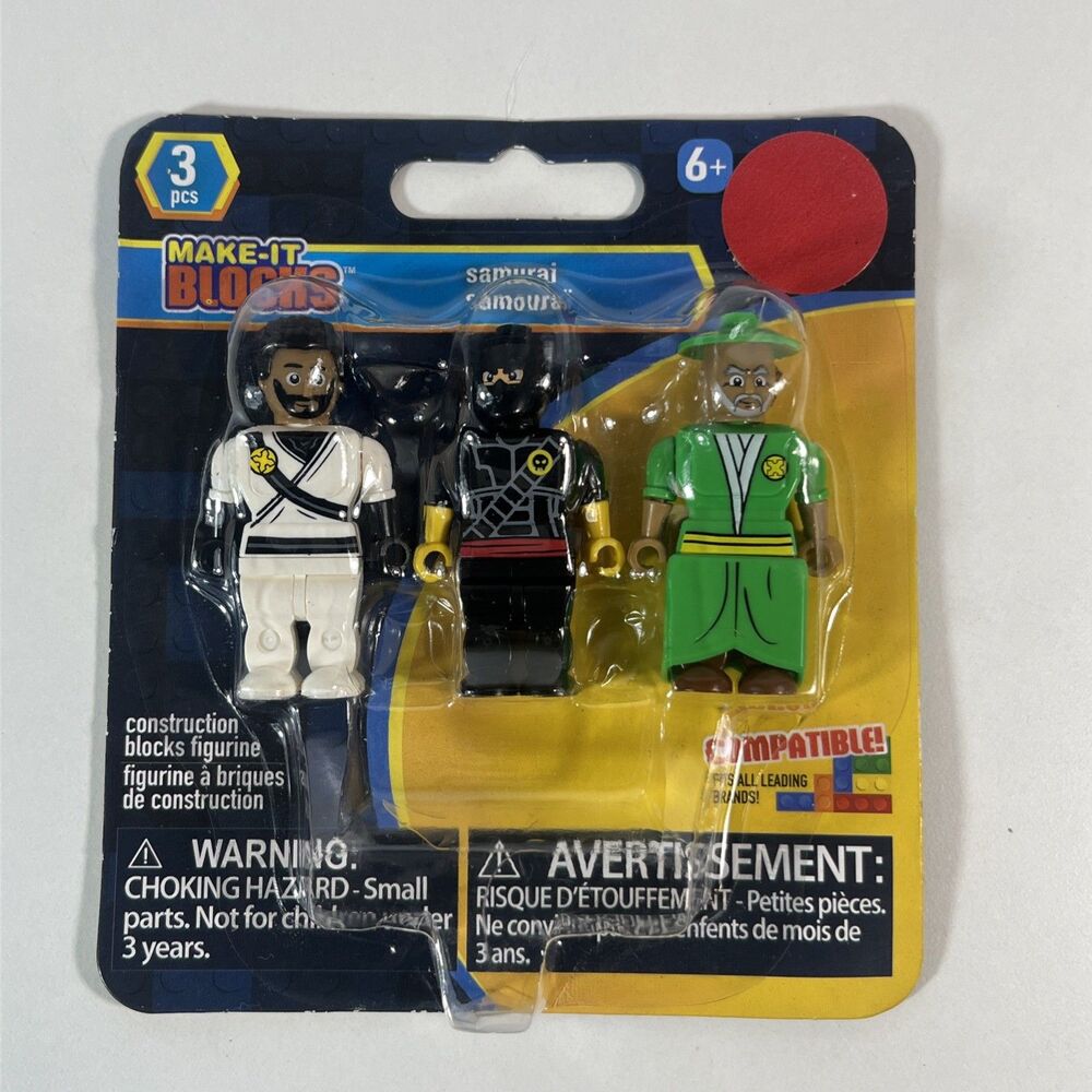 MAKE-IT BLOCKS 3 Piece “SAMURAI” Figure Set, FIGURINES NEW
